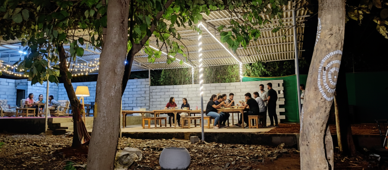 Food area at Moonwake Xotika campsite